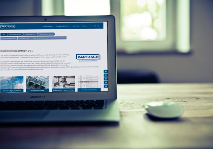 Startseite der Website der PARTZSCH Unternehmensgruppe - Smartphoneansicht