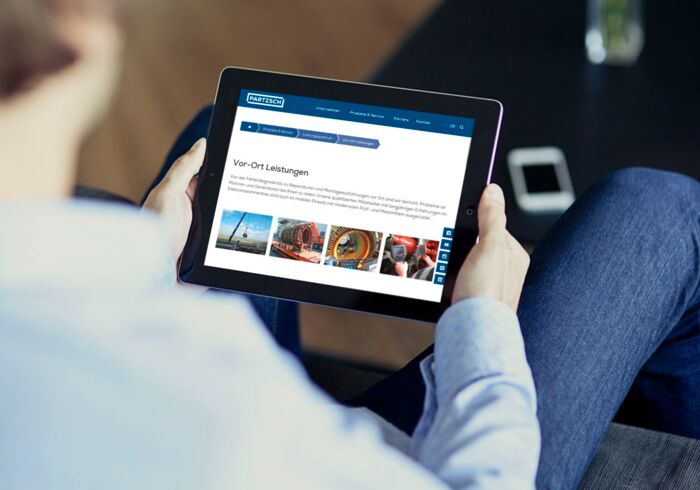 Startseite der Website der PARTZSCH Unternehmensgruppe - Laptopansicht