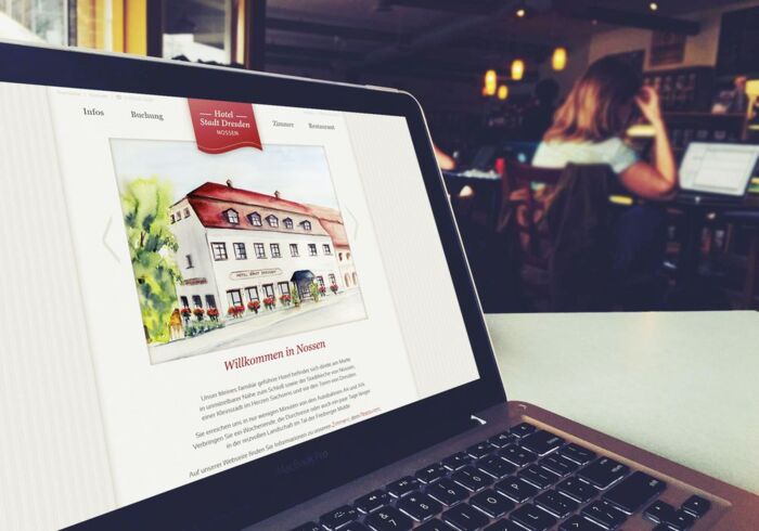 Startseitengestaltung der Website für das Hotel Stadt Dresden in Nossen - Desktopansicht