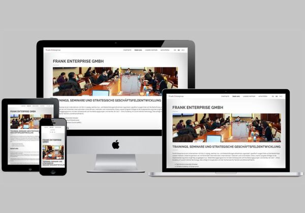 Gestaltung der Website für Frank Enterprise - Vorschau auf verschiedenen Ausgabemedien